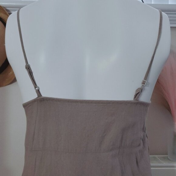 Gap Vintage Sandy Taupe Drop Waist Pleated Strappy Midi Dress - Picture 11 of 16